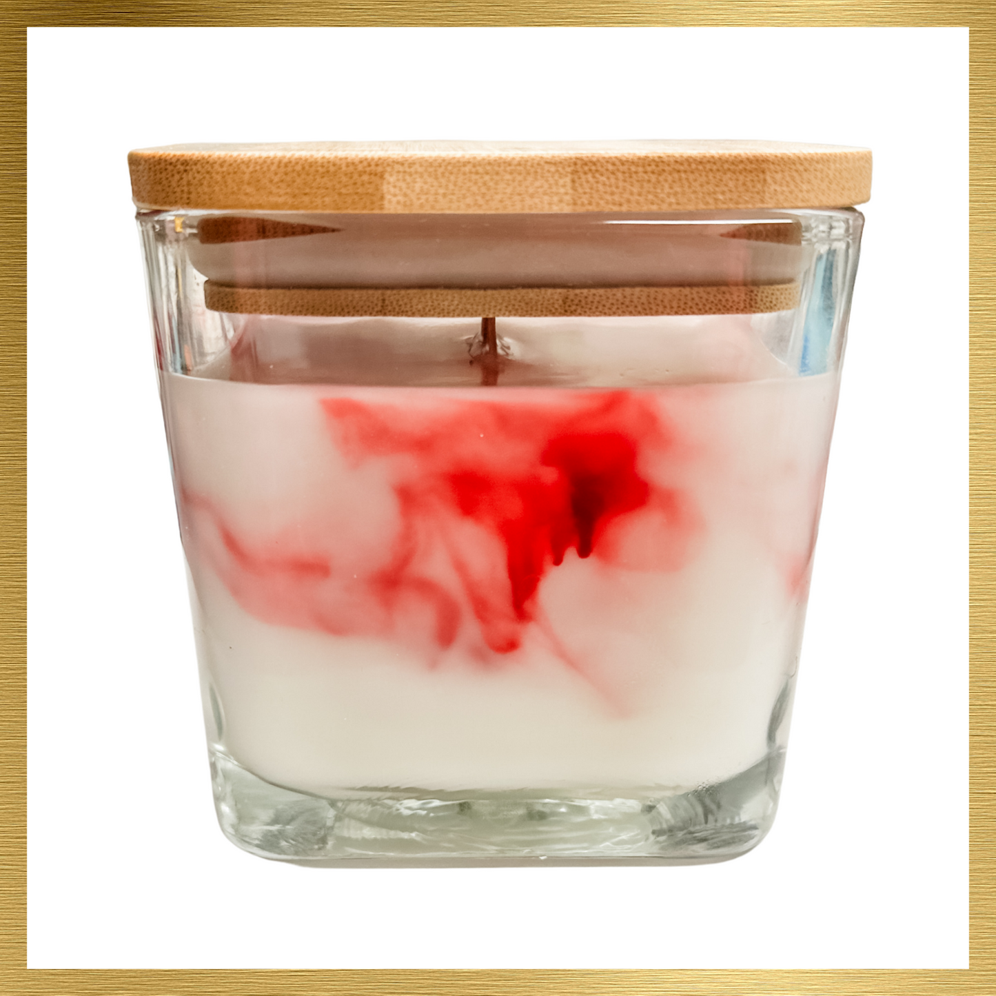 Strawberries and Creme' 10oz. Wood Wick Marbled Candle